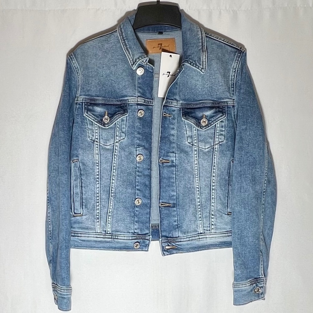 7 for all Mankind Classic Trucker Denim Jacket Size Small Blue